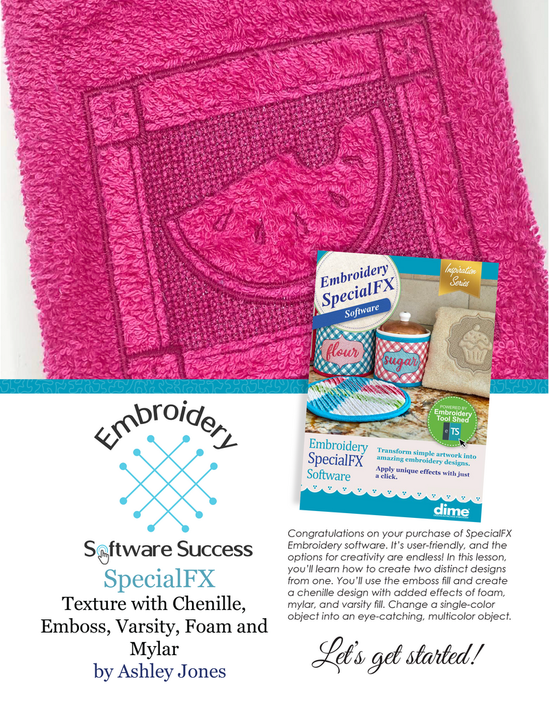 Texture with Chenille, Emboss, Varsity, Foam, & Mylar in SpecialFX Software - PDF Lesson