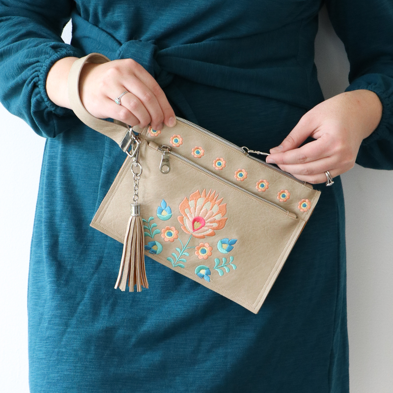 Sallie Tomato Handbag - Ella Wristlet Patten