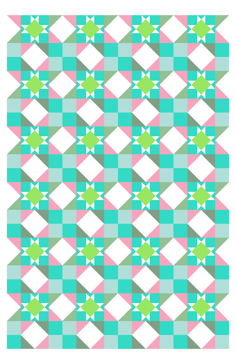 Baby Girl Panel Quilt Kit, Ohio Star Pattern Cheater Fabric, Simple Ea